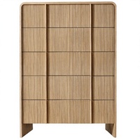Vente en gros de commodes traditionnelles en bois de chêne massif rainuré avec tiroirs en acier inoxydable |   Commode haute à 5 tiroirs, durable et écologique, pour le sol