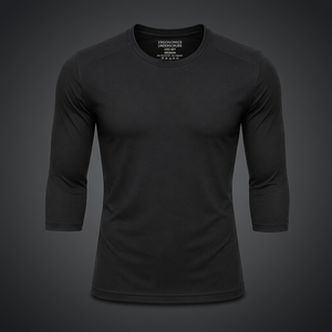 Camiseta Médica de Manga 3/4 para Hombre, Color Negro, Marca Wambli International, Uniforme Médico, Cuello Redondo, Tejido Elástico de Poliéster, Ropa de Trabajo para Hospital - Product Image 1