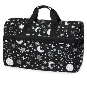 Nouveau Sac de Voyage Grande Capacité Imprimé Étoiles Noires, Sac Polochon de Voyage à Fermeture Éclair Motif Léopard, Sac de Nuit en Gros - Product Image 1
