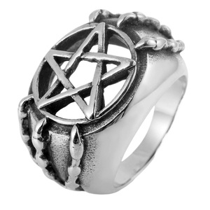 yunnique Men's <b>Titanium</b> Steel <b>Ring</b> Silver Star Shape Hollow Five Pointed Star Geometric Design Gift Jewelry FY213030 - Product Image 5