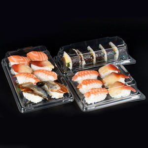 Boîte d'emballage à emporter pour sushi rectangulaire transparente en PET recyclé, conteneur à sushi en plastique jetable Rpet avec couvercle - Product Image 2
