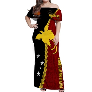 Vestido Largo con Hombros Descubiertos <span class=keywords><strong>de</strong></span> Papúa Nueva Guinea para el 47.º Aniversario <span class=keywords><strong>de</strong></span> <span class=keywords><strong>la</strong></span> Independencia - Vestidos Largos sin Tirantes Motu Revareva para Niñas - Product Image 1