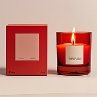 Bougie en cire de soja de luxe personnalisée AIKUN, pot en verre noir avec couvercle, boîte - Cadeau artisanal pour les fêtes de Diwali, Ramadan, bars