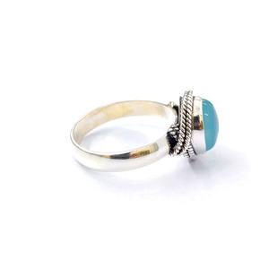 Bague en chalcédoine aqua, argent sterling 925, bague en pierres précieuses, collection réglable, bagues fines, bijoux en argent, prix de gros - Product Image 6