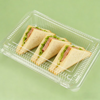 Boîtes à sandwich en gros, transparentes, jetables, personnalisées, en plastique PET, pour pâtisserie, gâteaux, desserts, emballages alimentaires