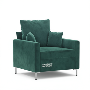 Poltrona Singola in Velluto Verde Scuro 100% Poliestere con Gambe in Metallo per Arredamento Soggiorno - Product Image 1