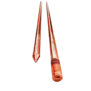 HUA DIAN ELECTROPLATING HIGH QUALITY COPPER BONDED GROUND PORTABLE SOLID COPPER GROUND EARTH ROD FOR GROUNDING