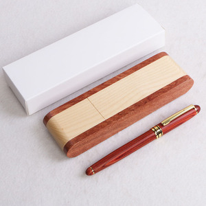Ensemble de stylos à bille en bambou Signature avec design en bois de rose et branche acide Pointe de 0,7 mm Encre noire Impression promotionnelle Vente en gros - Product Image 1