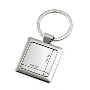 Llavero de Acero Inoxidable con Placa Cuadrada y Acabado Brillante - Product Image 3