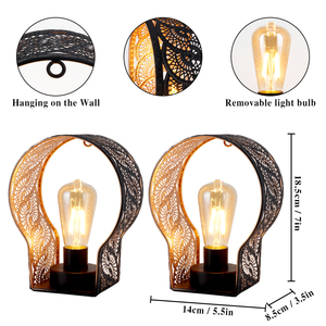 Bộ 2 Pin hoạt động đèn độc đáo không dây sconces đèn lồng kim loại lồng Treo Tường Đèn với 6 giờ hẹn giờ cho trang trí nội thất - Product Image 3