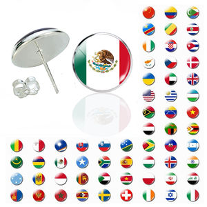 Monde Drapeau Boucles D'oreilles Femmes Hommes Lumineux Rond Dôme Cabochon En Acier Inoxydable Mexique Pérou Canada Américain <span class=keywords><strong>Mini</strong></span> Oreille Goujons - Product Image 1