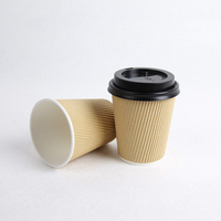 Gobelet personnalisé en papier kraft à paroi simple pour café, vin, tequila, avec couvercle bio, compostable, biodégradable, gaufrage, estampage, motif floral bleu