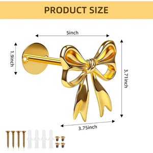 <b>Gold</b> Bow <b>Curtain</b> <b>Holdbacks</b> Wall Mounted Durable Hardware Accessories for Window Drapes Decor - Product Image 3
