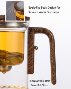 Tetera de Vidrio Transparente Clásica de 800ml, Ecológica, con Filtro y Asa de Madera, Venta Caliente de Fábrica - Product Image 4