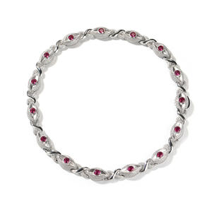 Hip Hop Gangsta Rap gioielli in ottone 5A catena zircone 13mm bracciale in pietra rossa malocchio collana personalizzata stili infiniti per gli uomini - Product Image 3