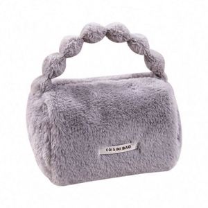 Sac à main pour femme en fausse fourrure de lapin, mignon, portable, sac à maquillage en peluche tendance - Product Image 1