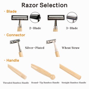 तैयार स्टॉक इको फ्रेंडली बायोडिग्रेडेबल प्रीमियम स्टेनलेस स्टील ब्लेड के साथ क्राफ्ट पेपर बॉक्स पैकेजिंग प्राकृतिक बांस रेजर - Product Image 3