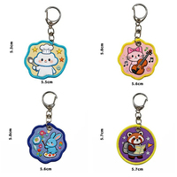 Porte-clés brodé d'animaux de dessin animé mignons, avec motifs lapin, chat, raton laveur, chef et nuage, et breloque patch brodé