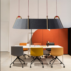 Forma di poligono feltro fonoassorbente LED pendente leggero tessuto <span class=keywords><strong>sospensione</strong></span> acustica <span class=keywords><strong>paralume</strong></span> <span class=keywords><strong>per</strong></span> decorazione di spazi di lavoro - Product Image 1