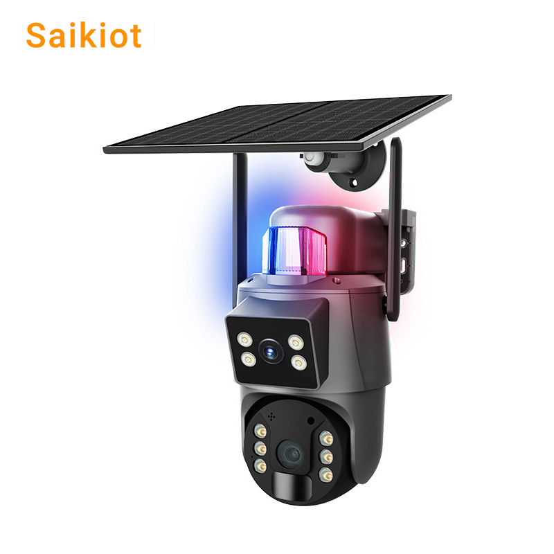 Saikiot Ubox APP WIFI Solar CCTV Camera 6MP Outdoor Waterproof Full Color Night Vision Dual Light with 4G Dual Lens