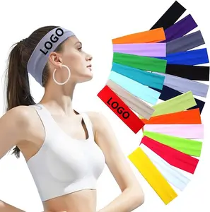 促销运动头带男女通用彩色实心头带健身头带汗带跑步瑜伽健身房锻炼