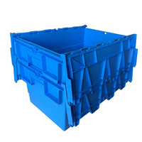 Boîte de rangement en plastique robuste de 74 L avec couvercle attaché, empilable et emboîtable