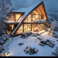 Maison modulaire en bois en forme de A de 200 à 300 m², villa préfabriquée de luxe avec plan ouvert, solution clé en main pour les vacances en forêt