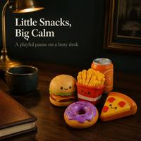 Plateau de collations Calm Squishy : Ensemble de 10 aliments assortis avec visages souriants, cadeau de bureau, jouets Squishy doux et compressibles préférés