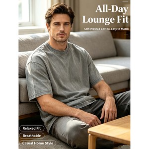 T-shirt en coton 100% de haute qualité, poids lourd, manches courtes, lavé, pour hommes, vente en gros - Product Image 4
