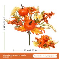 Fleurs artificielles en soie pour Halloween et Thanksgiving, 100% naturelles, 40 cm, baies, citrouilles, feuilles d'érable, branches coupées, haute qualité