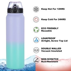 Bouteille d'eau sport en acier inoxydable 1000 ml au design classique, double paroi isolée sous vide, nouveau style, revêtement poudré - Product Image 2
