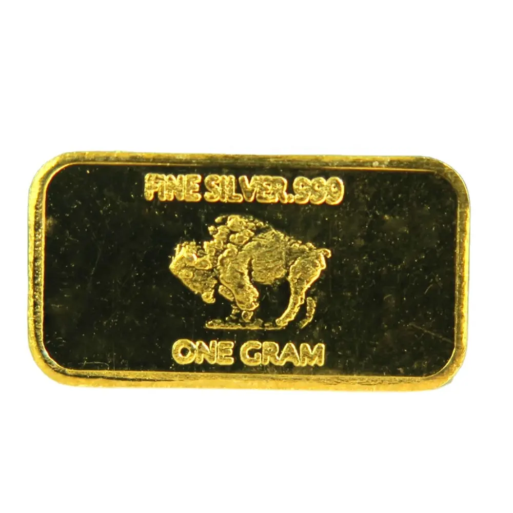 सिक्का डिजाइन नई शैली 1 ग्राम सोना मढ़वाया चांदी भैंस बार बिक्री के लिए A90B