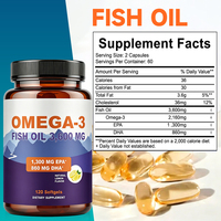 Capsules d'huile de poisson oméga-3 ODM/OEM, supplément EPA DHA, 1000 mg, 3600 mg, capsules d'huile de poisson oméga 3 végétaliennes
