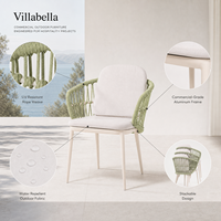 Ensemble de salle à manger d'extérieur moderne 7 pièces avec fauteuils empilables en corde tressée et table de jardin en aluminium – Mobilier de patio pour hôtels et complexes hôteliers