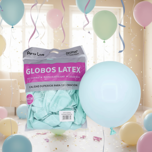 Ballons en latex Party Love 30 cm bleu pastel pour décoration de fête - Product Image 2