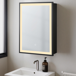 <span class=keywords><strong>Armoire</strong></span> à <span class=keywords><strong>pharmacie</strong></span> avec lumières LED <span class=keywords><strong>armoire</strong></span> à miroir de salle de bain murale avec charnière de piano mode 3 couleurs porte en aluminium noir 1420" - Product Image 3