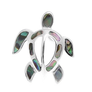 925 Sterling Silver Ocean Jewelry Natural Abalone Sea Turtle <span class=keywords><strong>Honu</strong></span> Slider Pendant Fine Jewelry - Product Image 1