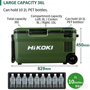 HiKOKI 14.4/18V Glacière Portable Sans Fil UL18DE 36 L Grande Capacité 3 Compartiments Mode -0.4F 140F (-18C +60C) Utilisation Automobile - Product Image 5
