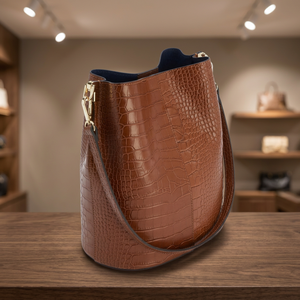 Bolso de Mano de Cuero Genuino, Diseño Simple y Duradero, Cierre de Cremallera, Impresión de Logotipo Personalizado, Impermeable, Anti-Robo, Gran Capacidad - Product Image 1