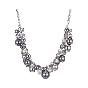 Collana con effetto Multi perline color <span class=keywords><strong>argento</strong></span>, girocollo a grappolo con perline <span class=keywords><strong>grigio</strong></span> e <span class=keywords><strong>argento</strong></span>, gioielli eleganti in stile Vintage da donna - Product Image 1