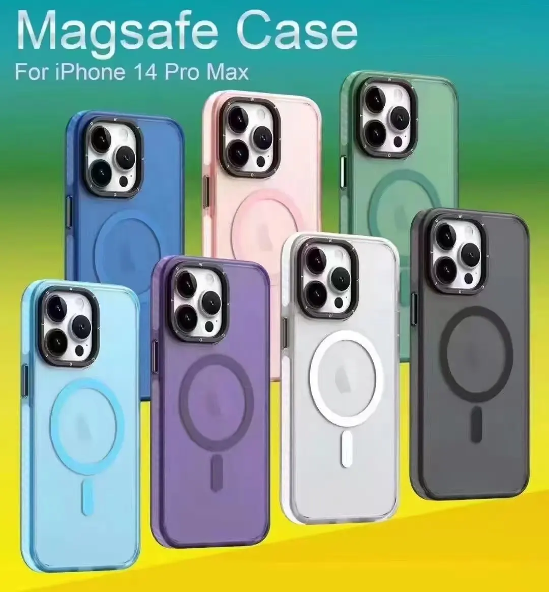 Weview High Quality For iPhone 14Pro Max Magnetic Case Matte Skin Feel Magnetic Case Translucent Metal Button Case