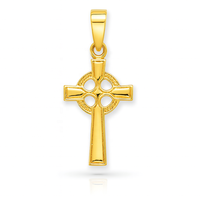 Colgante de Cruz Celta Cristiana en Oro Pulido de 14K, Joyería Fina Religiosa, Uso Diario Unisex para Mujeres, Hombres y Niñas