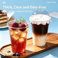 Gobelet jetable transparent en PET de 98 mm avec couvercle en dôme, logo personnalisé, pour café, thé au lait, boissons froides, à emporter, pour café, vente en gros