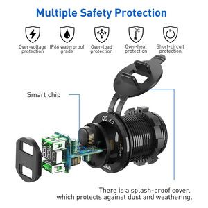 Cargadores de batería de teléfono móvil para uso en vehículos Dual USB QC 3,0 PD <span class=keywords><strong>tipo</strong></span> <span class=keywords><strong>C</strong></span> cargador de coche enchufe USB interruptor de alimentación para camión - Product Image 2