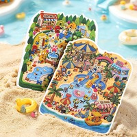 Lot de 4 autocollants décoratifs - Série Paradis des Animaux Mignons - Scènes de Vie Sauvage