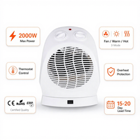 Radiateur Soufflant Incurvé Portable avec Thermostat, Chauffage d'Appoint en Tour, 3 Modes Chaud/Froid, 2000W, Contrôle Automatique, Ignifuge, CE ROHS ERP, Idéal Bureau