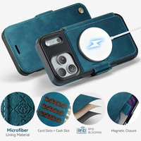 Étui CaseMe rétro vintage bleu pour iPhone 18 Pro Max avec fonction portefeuille