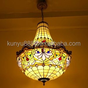 Lámpara Colgante de Estilo Tiffany Hecha a Mano de 24 Pulgadas con Vidrio de Colores, Altura Ajustable, Bombilla de Filamento E27, Garantía de 3 Años, Estilo Europeo - Product Image 1