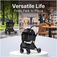 Poussette de transport pour animaux de compagnie légère et moderne en fibre de carbone avec fermeture à bouton, imperméable, respirante, portable et réglable