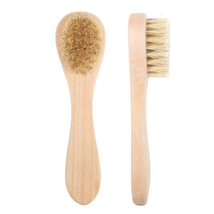 Cepillo de baño de cerdas de jabalí de madera, forma ovalada, herramienta de limpieza corporal, color madera natural - Product Image 1